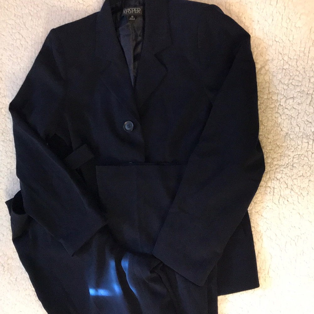 Navy business suit plus pencil skirt
